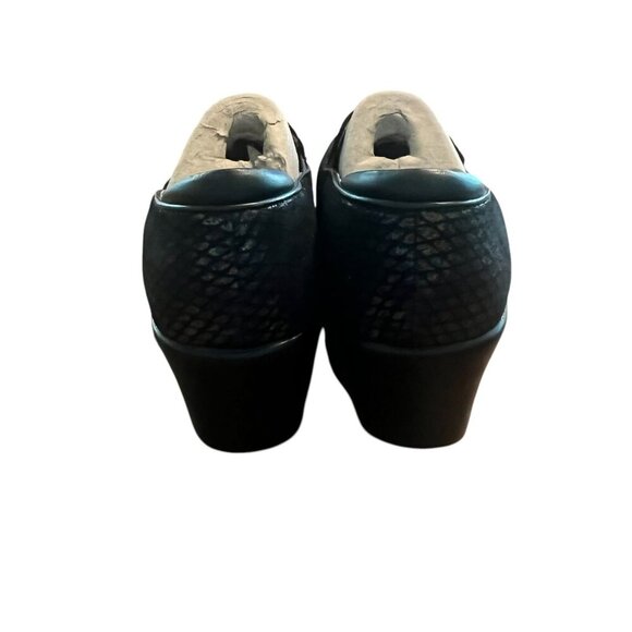 Alegria Womens Black Iridescent Slip-On Loafers  Emma Wedge Clogs Size 39 Size 9 - Picture 3 of 10